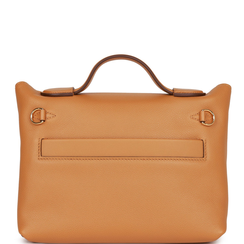 Hermes Mini 24/24 Bag Caramel Evercolor and Sesame Swift Verso Gold Hardware