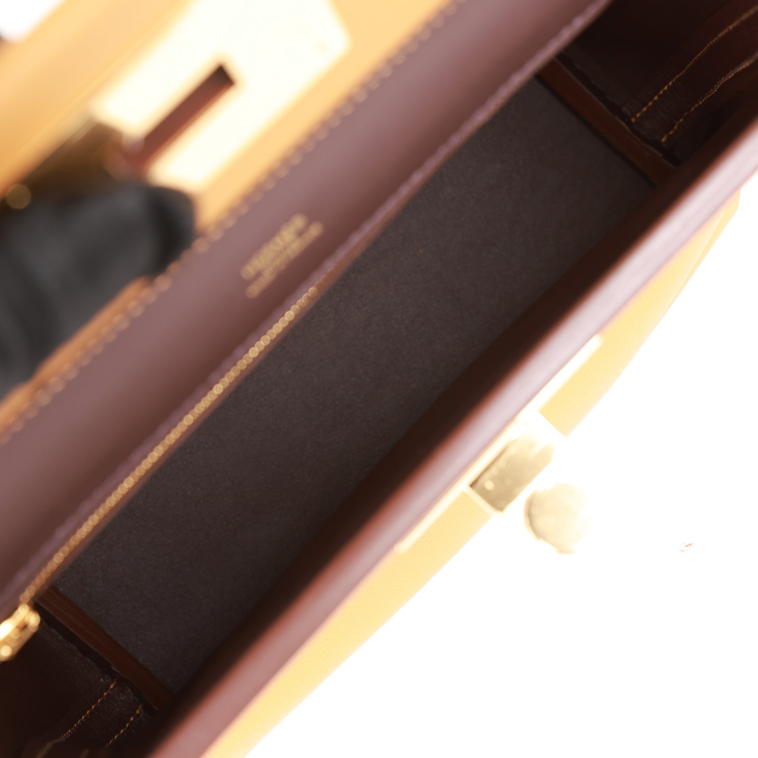 Hermes Mini 24/24 Bag Caramel Evercolor and Sesame Swift Verso Gold Hardware