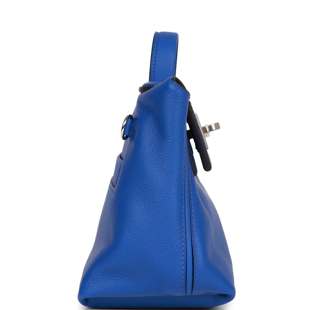 Hermes Mini 24/24 Bag Bleu Royal Evercolor and Swift Palladium Hardware