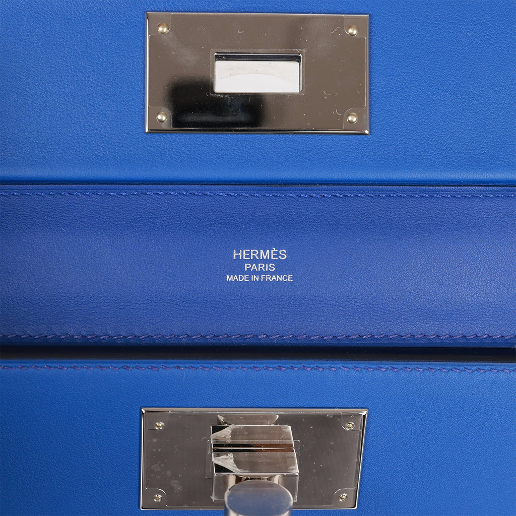 Hermes Mini 24/24 Bag Bleu Royal Evercolor and Swift Palladium Hardware