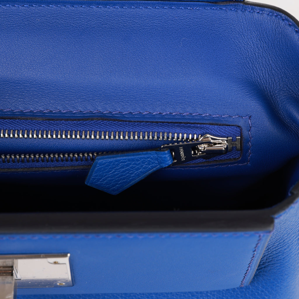 Hermes Mini 24/24 Bag Bleu Royal Evercolor and Swift Palladium Hardware