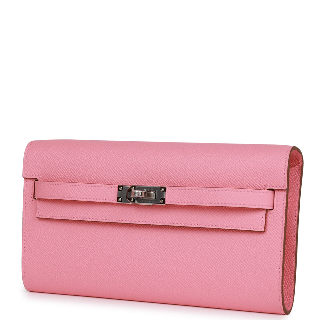 Hermes Kelly Wallet To Go Rose Confetti Epsom Palladium Hardware
