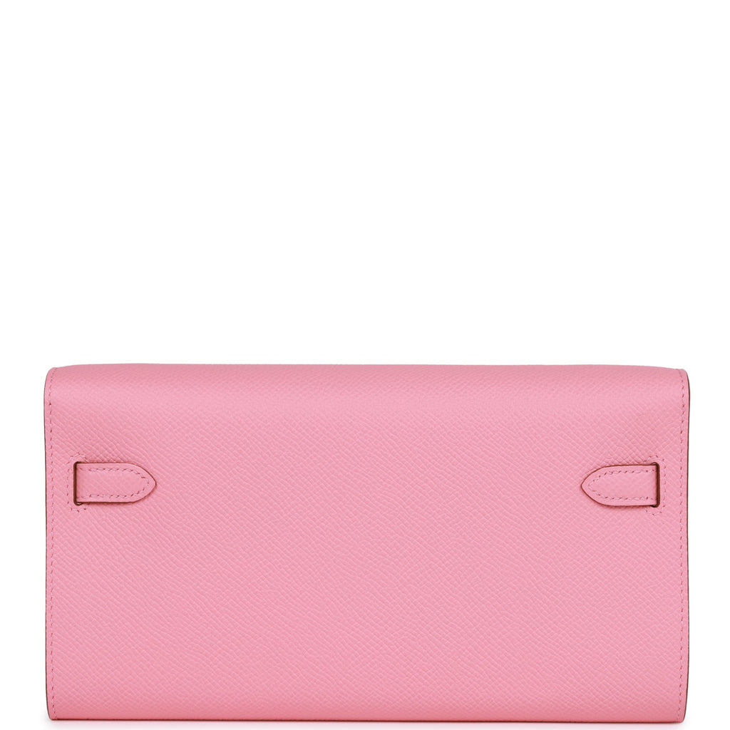 Hermes Kelly Wallet To Go Rose Confetti Epsom Palladium Hardware