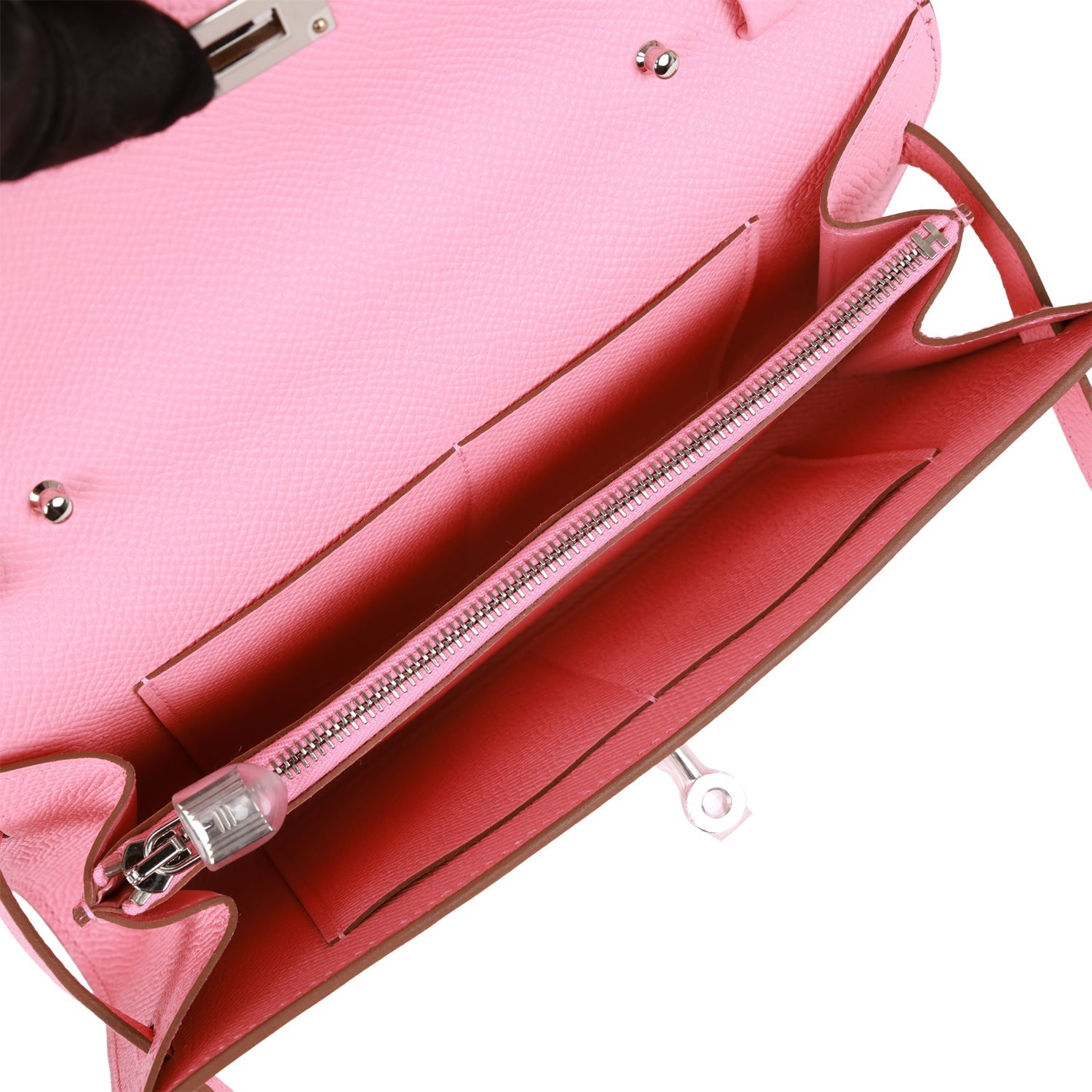 Hermes Kelly Wallet To Go Rose Confetti Epsom Palladium Hardware