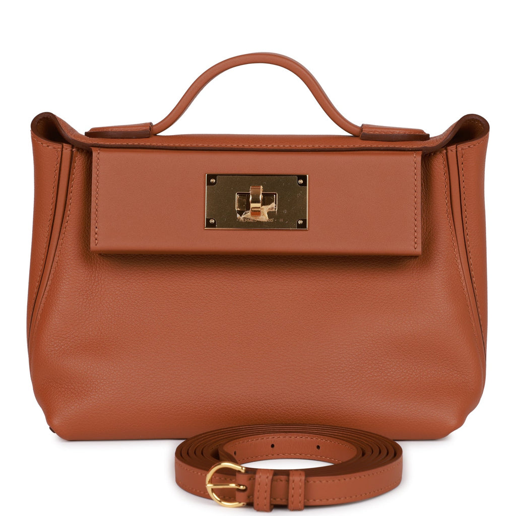 Hermes Mini 24/24 Bag Gold Evercolor and Swift Gold Hardware