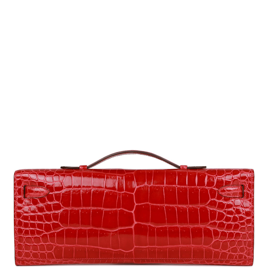 Pre-owned Hermes Kelly Cut Braise Shiny Porosus Crocodile Gold Hardware