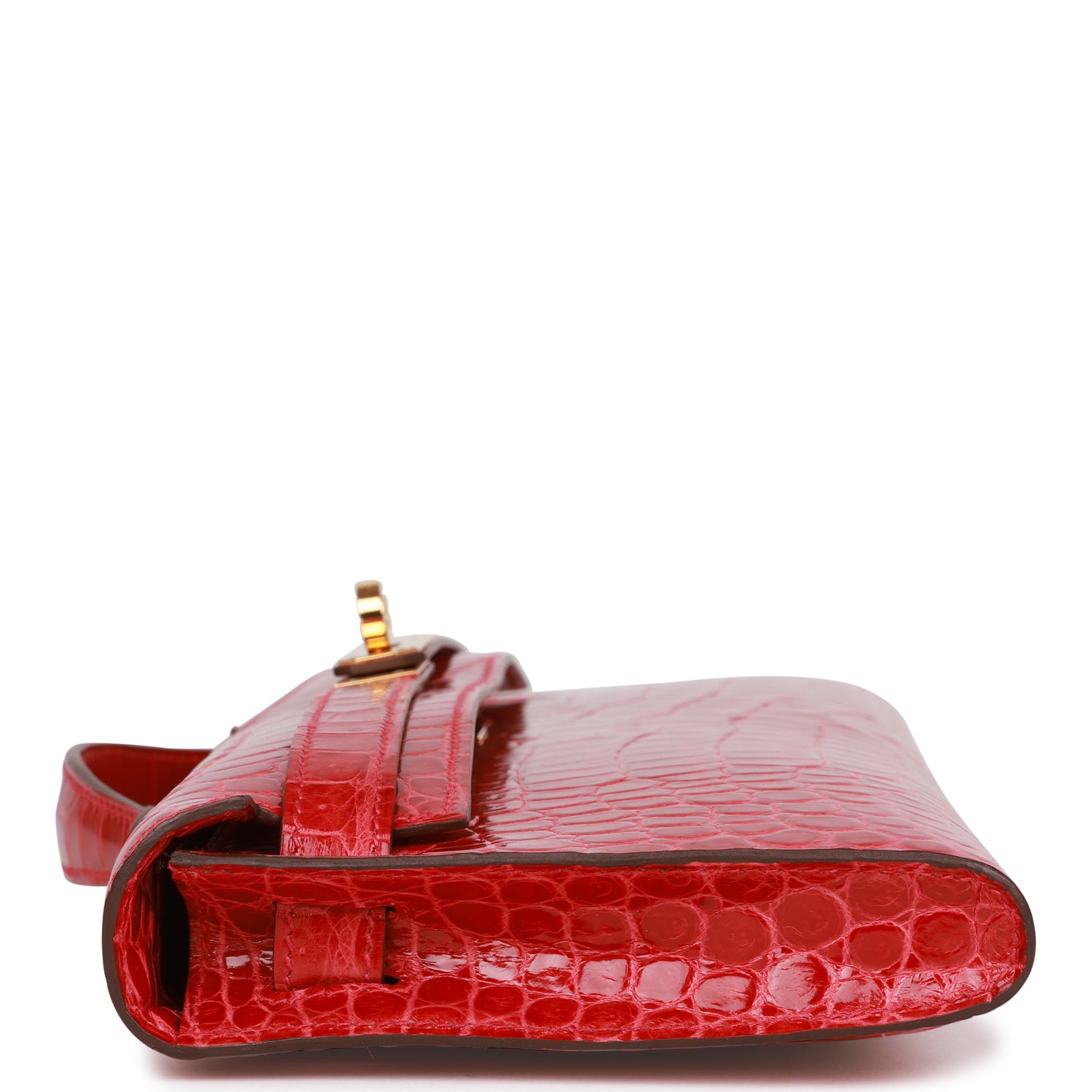 Pre-owned Hermes Kelly Cut Braise Shiny Porosus Crocodile Gold Hardware