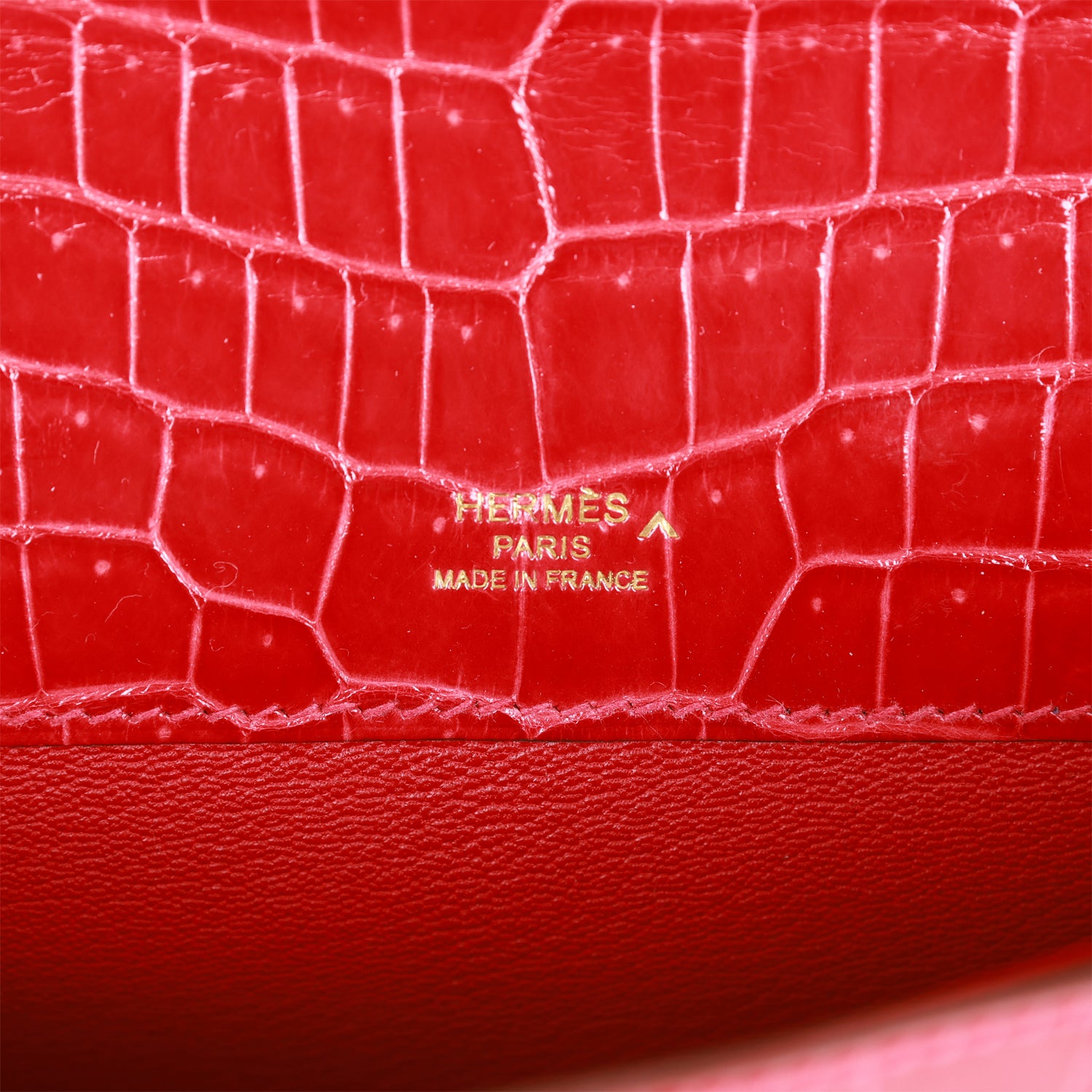 Pre-owned Hermes Kelly Cut Braise Shiny Porosus Crocodile Gold Hardware