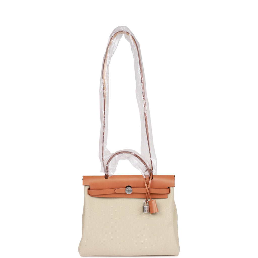 Hermes Herbag Zip PM 31 Beton Toile H Berline Vache Naturel Hunter Palladium Hardware