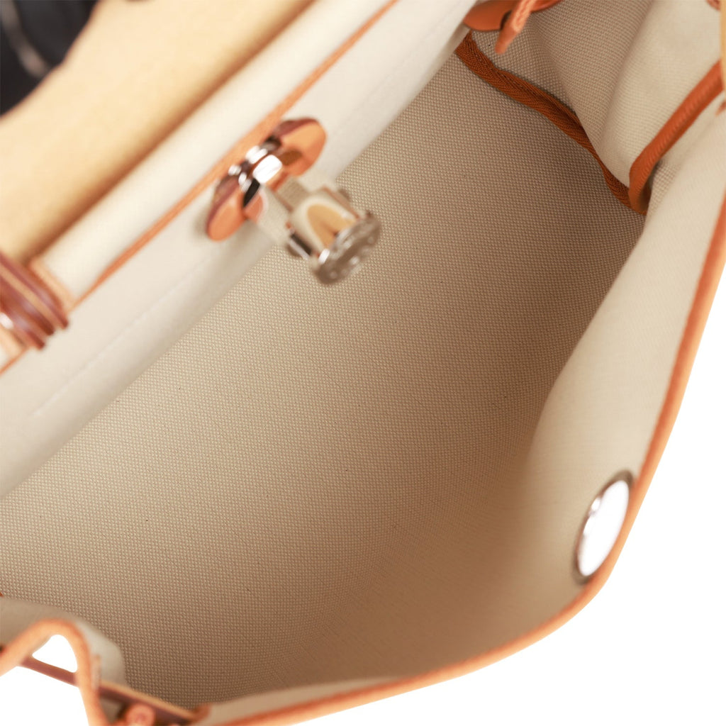 Hermes Herbag Zip PM 31 Beton Toile H Berline Vache Naturel Hunter Palladium Hardware