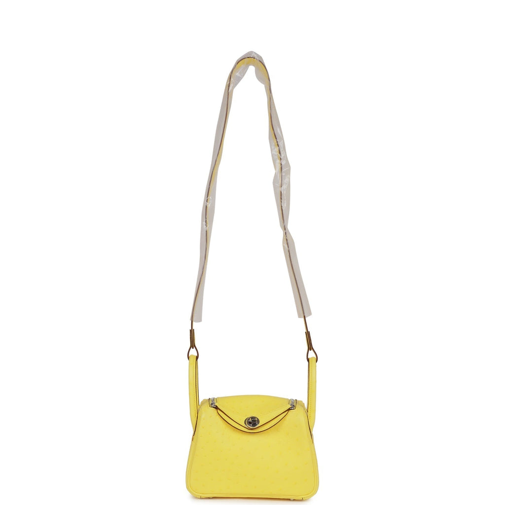 Hermes Mini Lindy Jaune Citron Ostrich Palladium Hardware