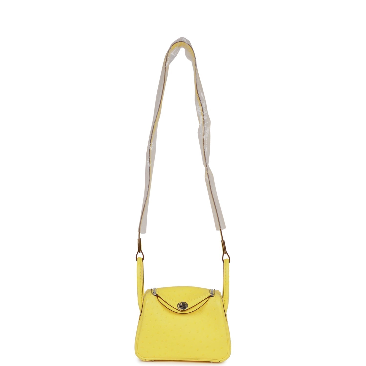 Hermes Mini Lindy Jaune Citron Ostrich Palladium Hardware