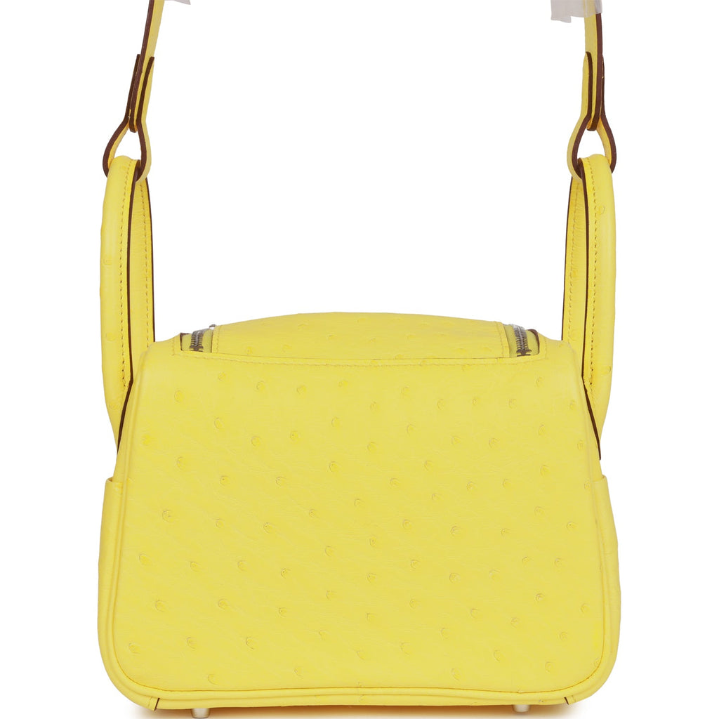 Hermes Mini Lindy Jaune Citron Ostrich Palladium Hardware