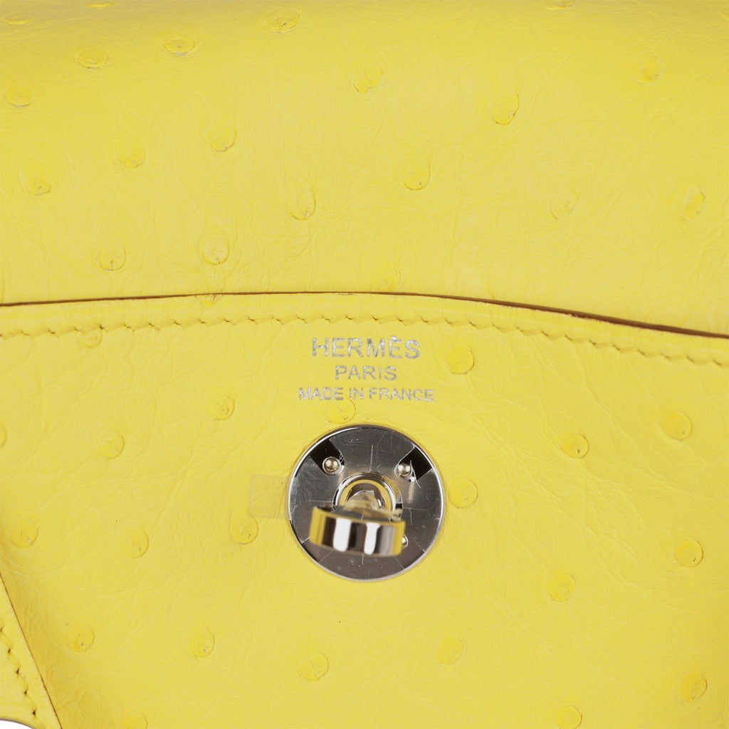 Hermes Mini Lindy Jaune Citron Ostrich Palladium Hardware