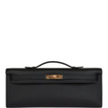 Hermes Kelly Cut Black Swift Gold Hardware