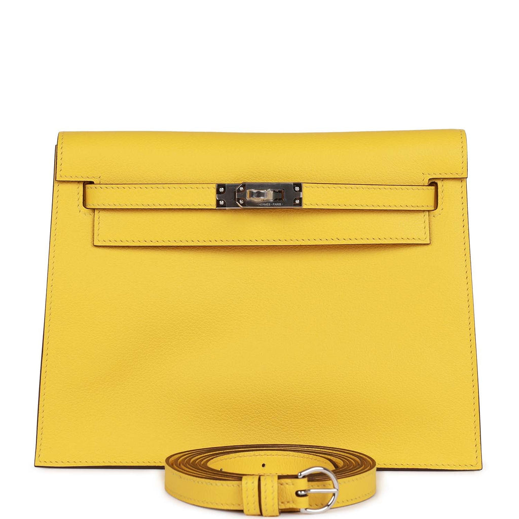 Hermes Kelly Danse Jaune De Naples Evercolor Palladium Hardware