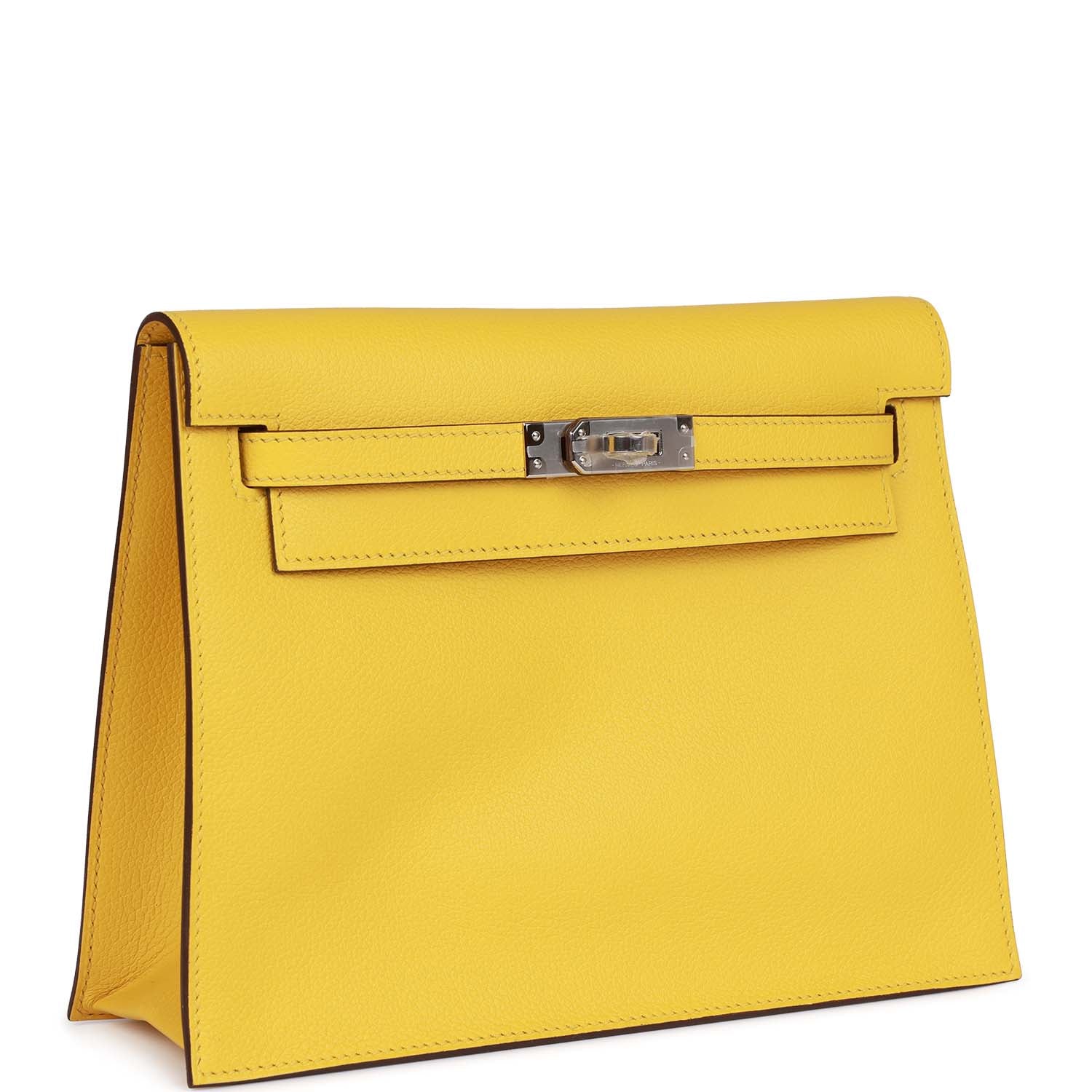 Hermes Kelly Danse Jaune De Naples Evercolor Palladium Hardware