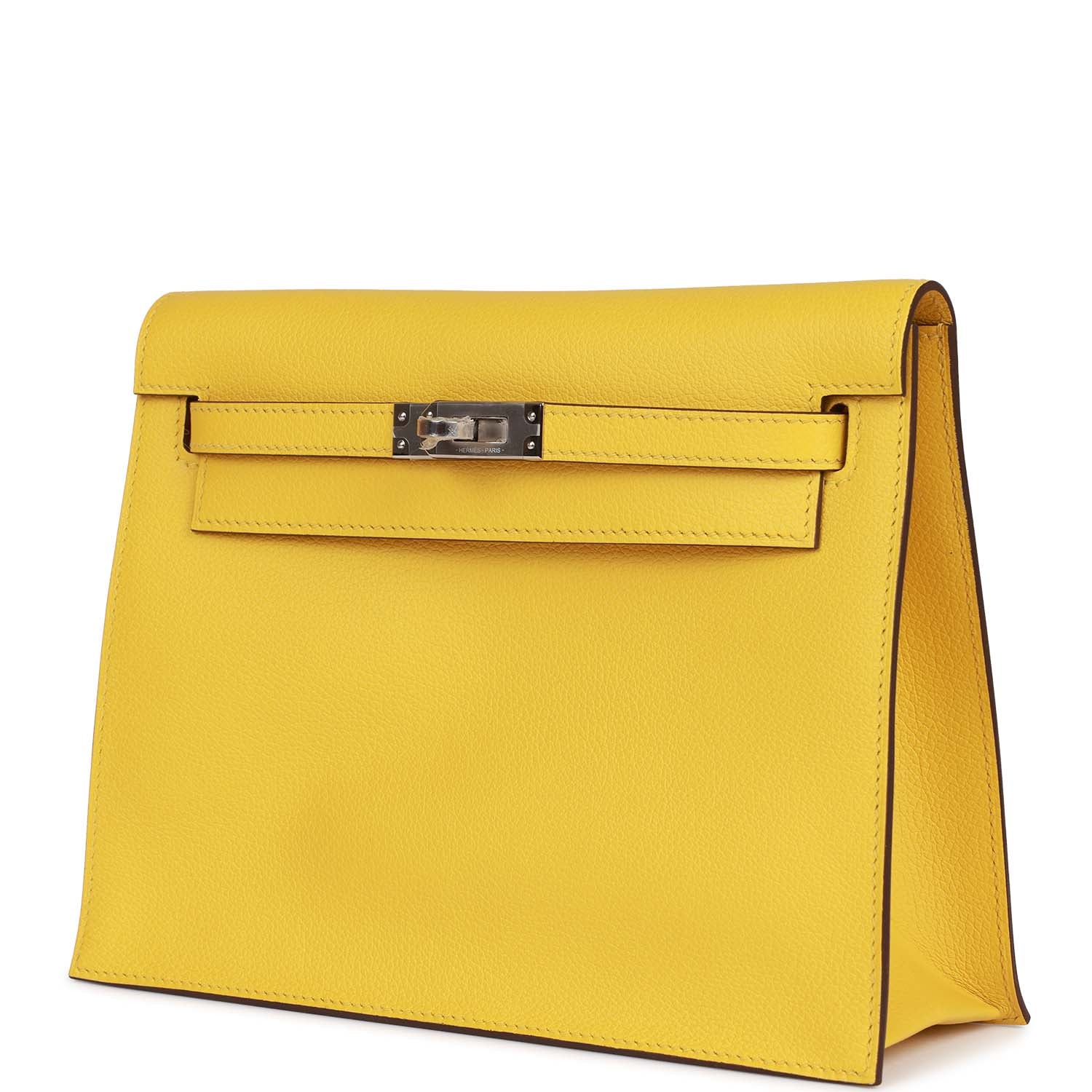 Hermes Kelly Danse Jaune De Naples Evercolor Palladium Hardware