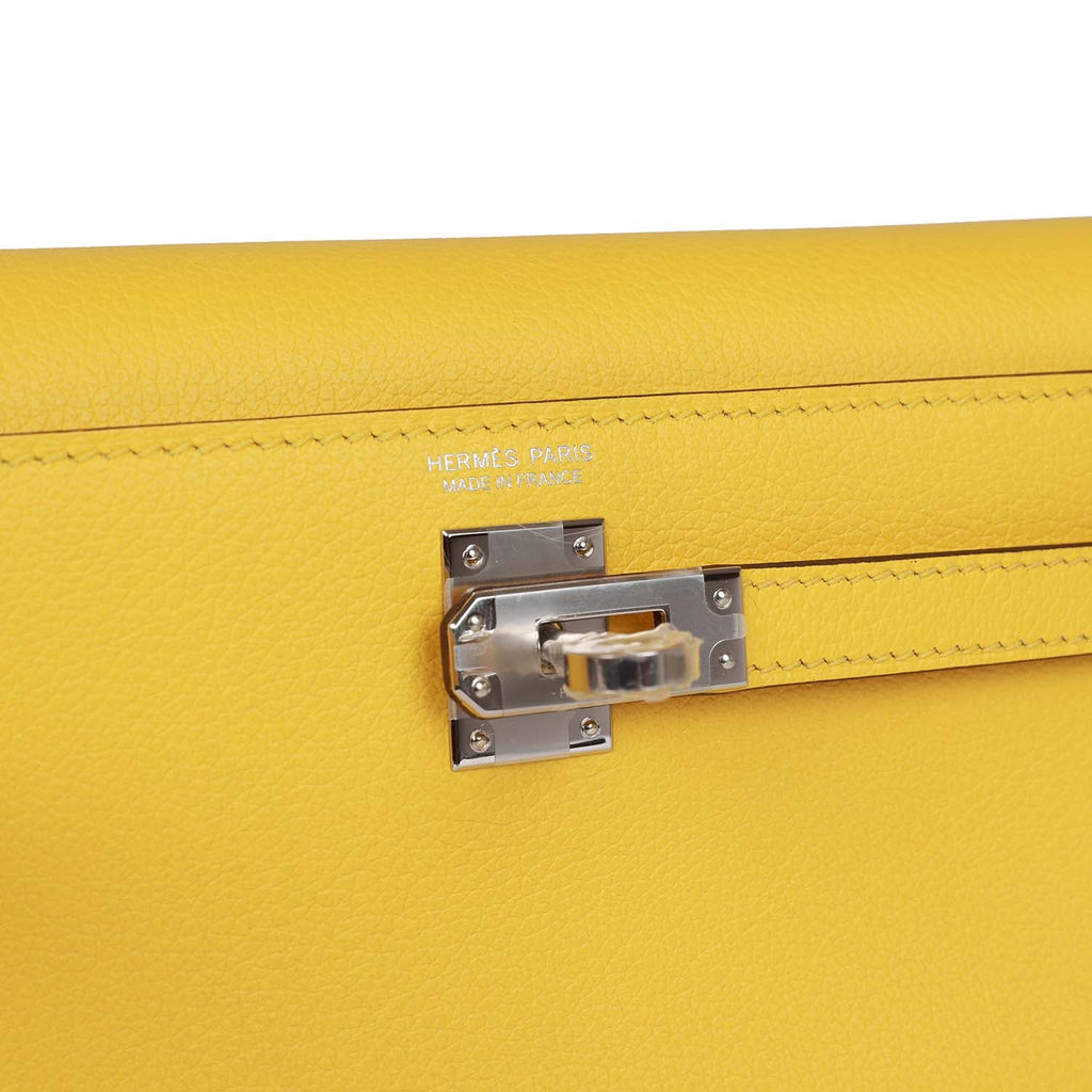 Hermes Kelly Danse Jaune De Naples Evercolor Palladium Hardware