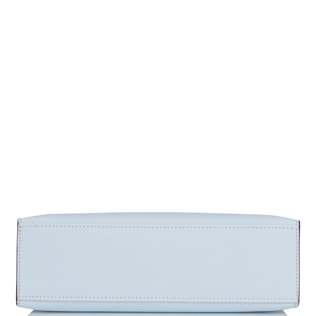 Hermes Kelly Pochette Bleu Brume Swift Palladium Hardware