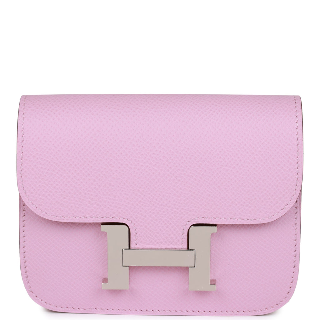 Hermes Constance Slim Wallet Mauve Sylvestre Epsom Palladium Hardware
