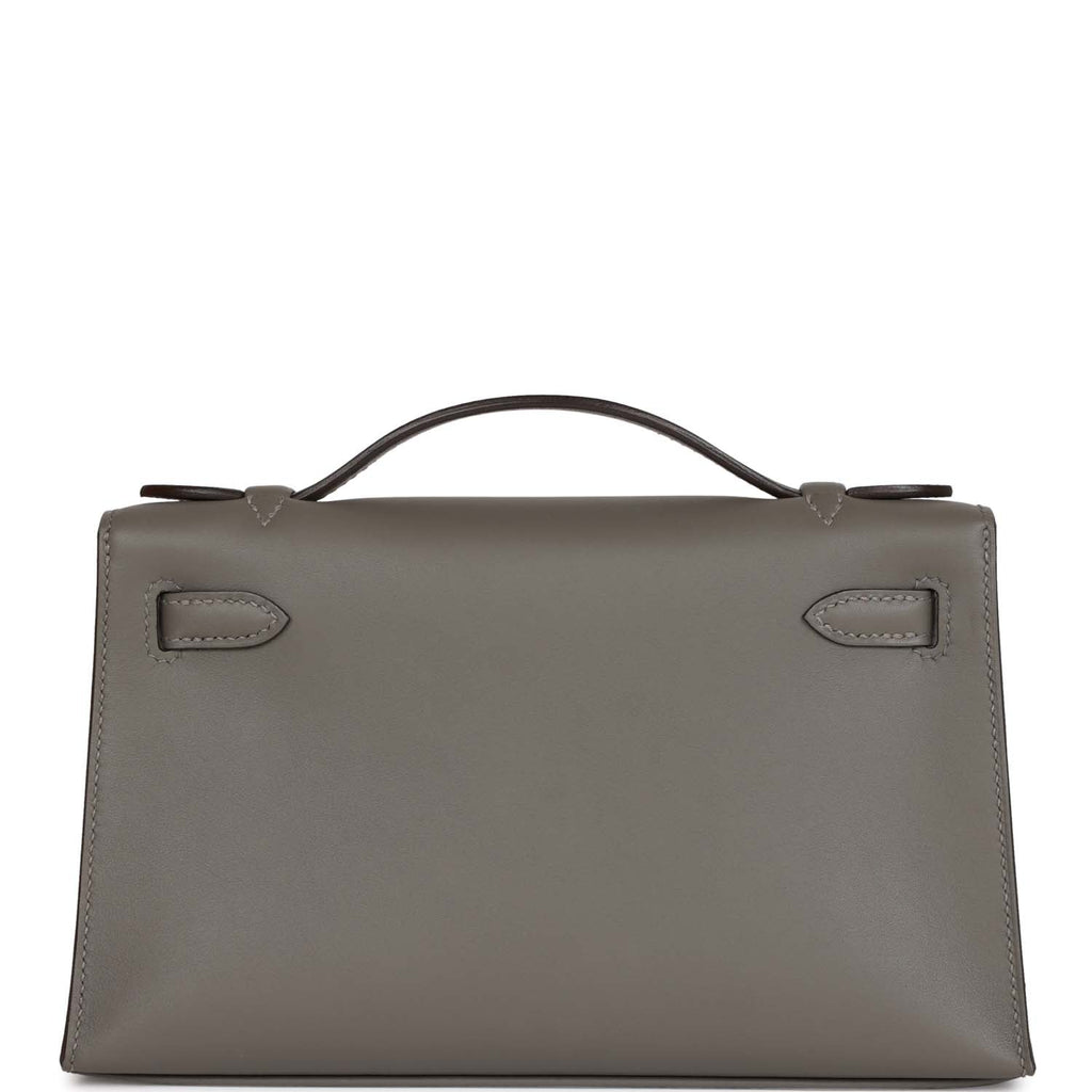 Hermes Kelly Pochette Gris Meyer Swift Gold Hardware