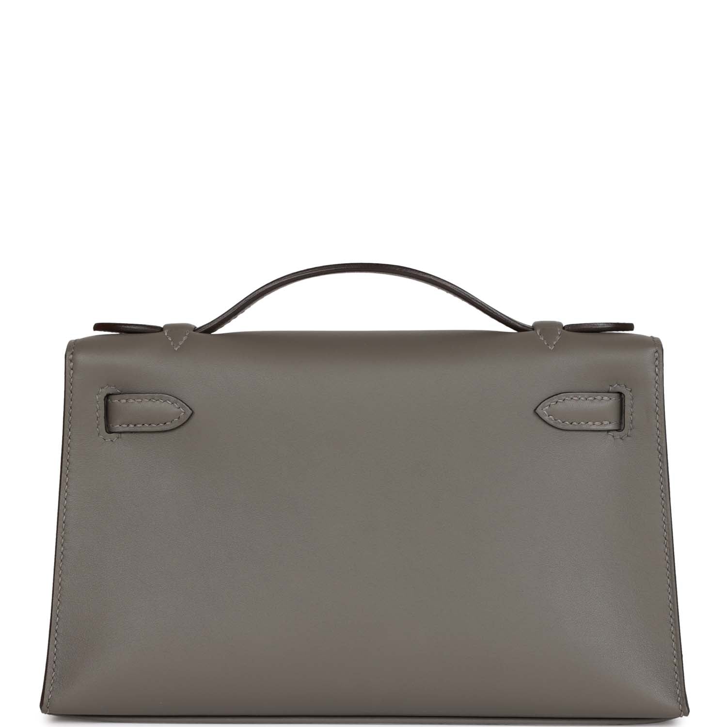 Hermes Kelly Pochette Gris Meyer Swift Gold Hardware