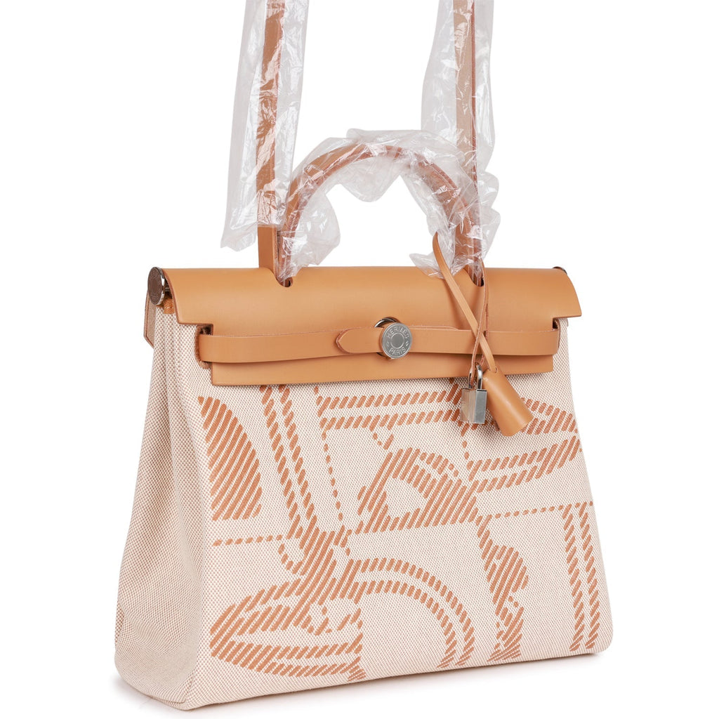 Hermes Herbag Zip PM 31 Brides de Gala Toile H Berline Natural Sable Palladium Hardware