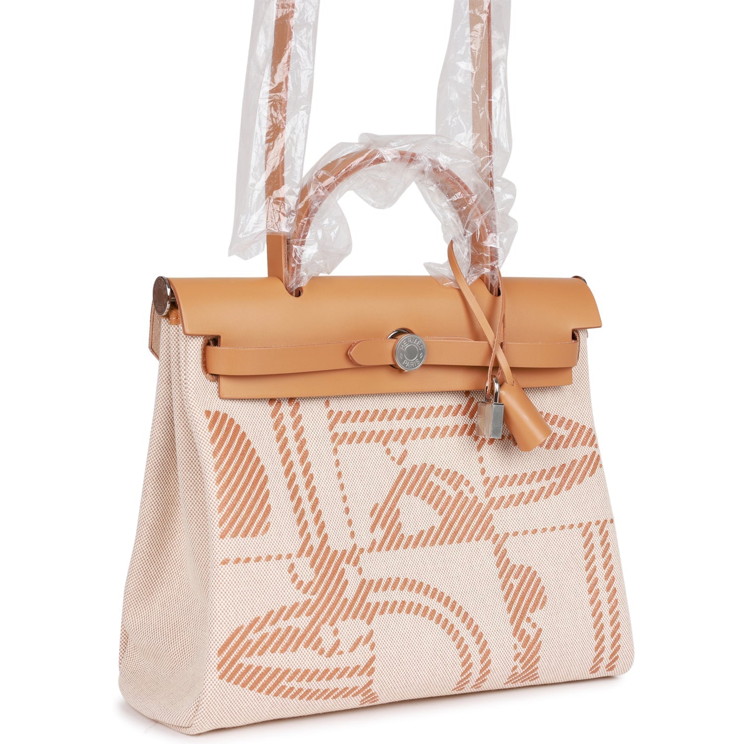 Hermes Herbag Zip PM 31 Brides de Gala Toile H Berline Natural Sable Palladium Hardware