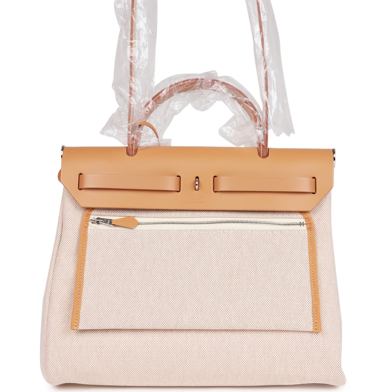 Hermes Herbag Zip PM 31 Brides de Gala Toile H Berline Natural Sable Palladium Hardware