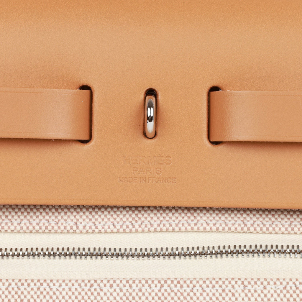 Hermes Herbag Zip PM 31 Brides de Gala Toile H Berline Natural Sable Palladium Hardware
