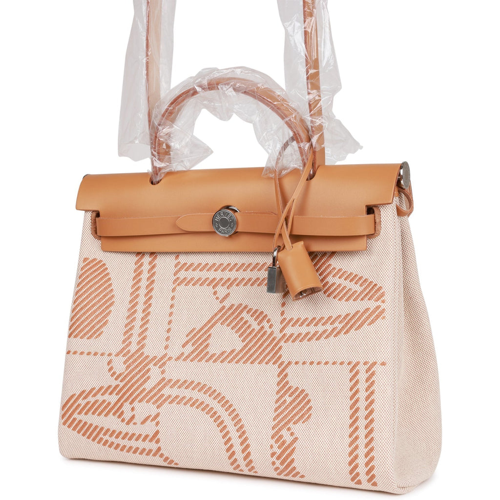 Hermes Herbag Zip PM 31 Brides de Gala Toile H Berline Natural Sable Palladium Hardware