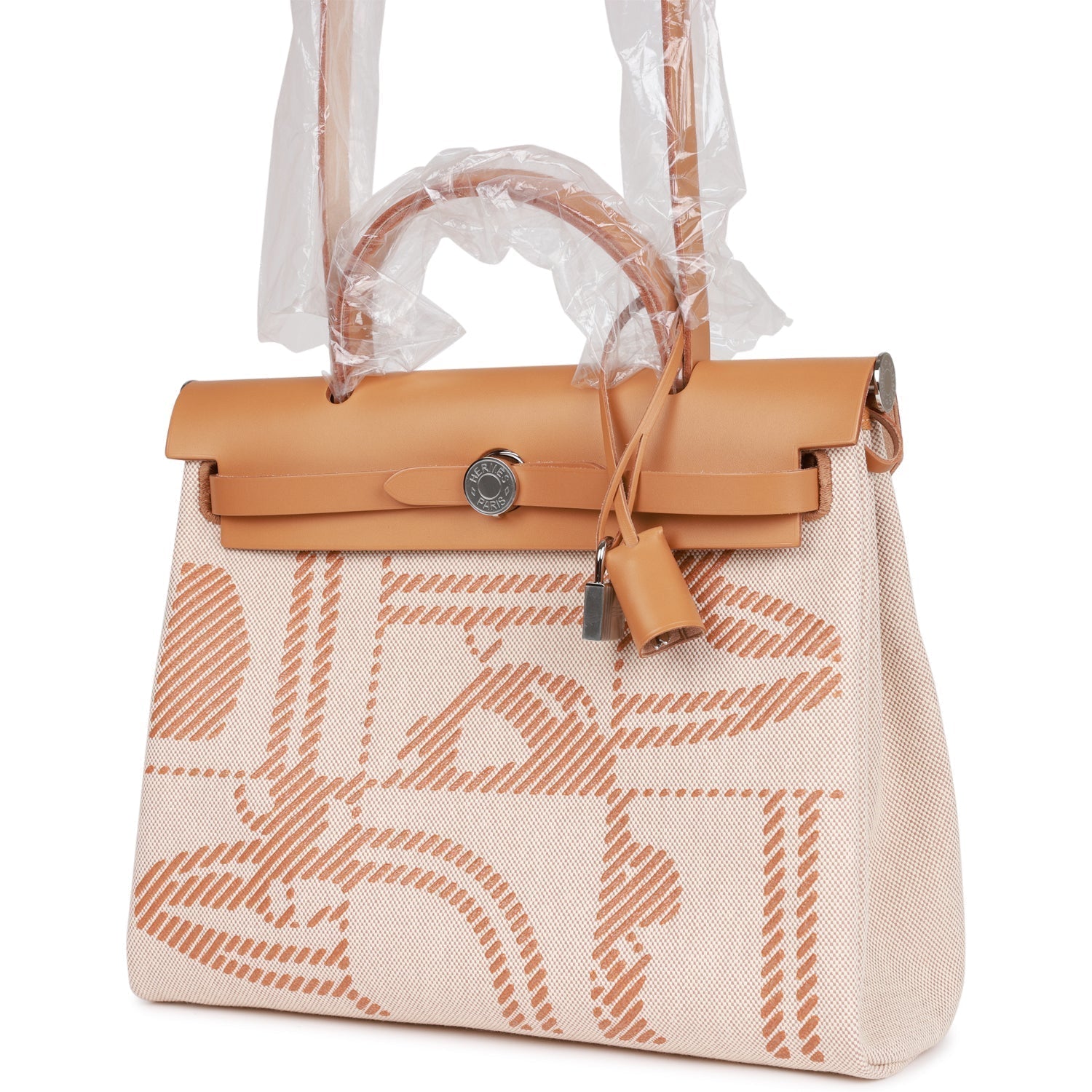 Hermes Herbag Zip PM 31 Brides de Gala Toile H Berline Natural Sable Palladium Hardware