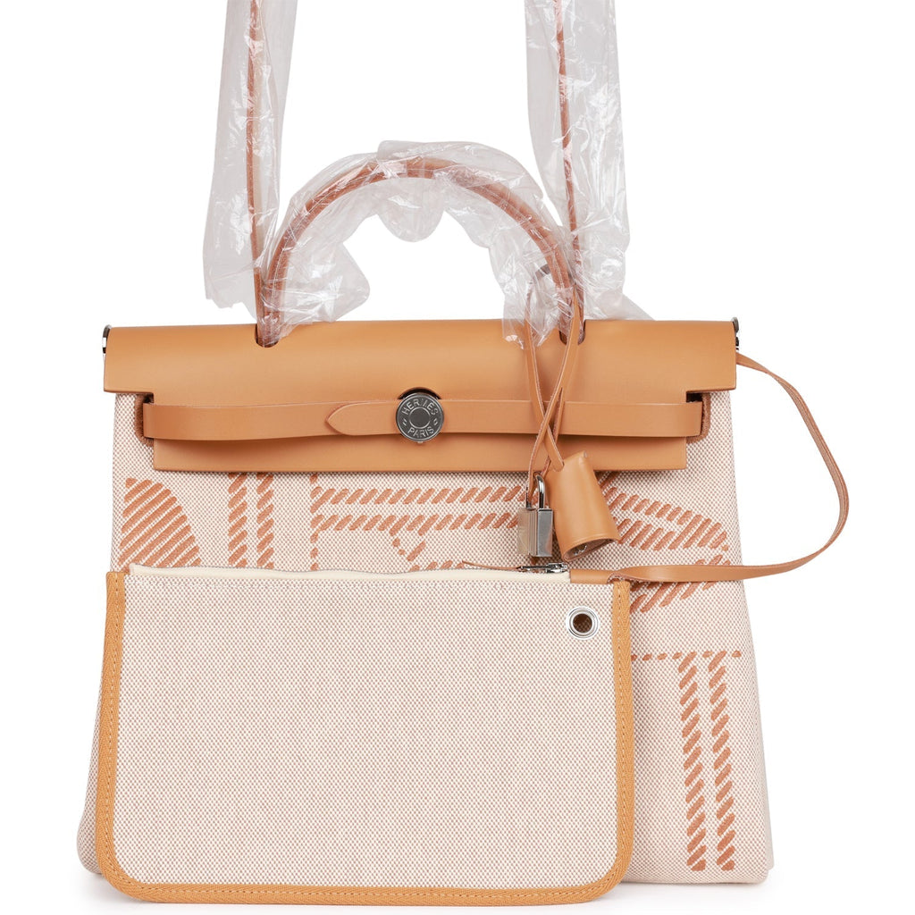Hermes Herbag Zip PM 31 Brides de Gala Toile H Berline Natural Sable Palladium Hardware