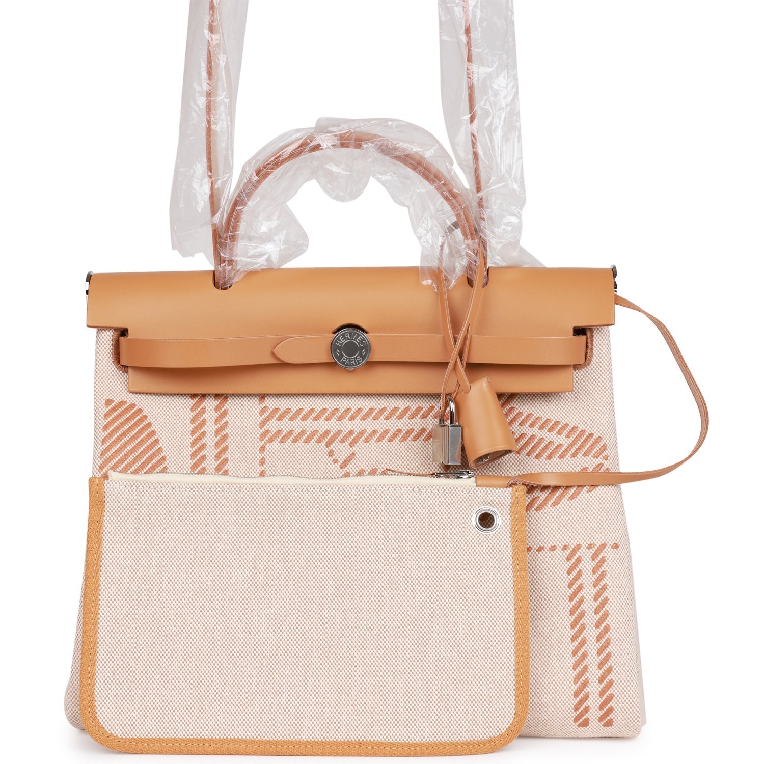 Hermes Herbag Zip PM 31 Brides de Gala Toile H Berline Natural Sable Palladium Hardware