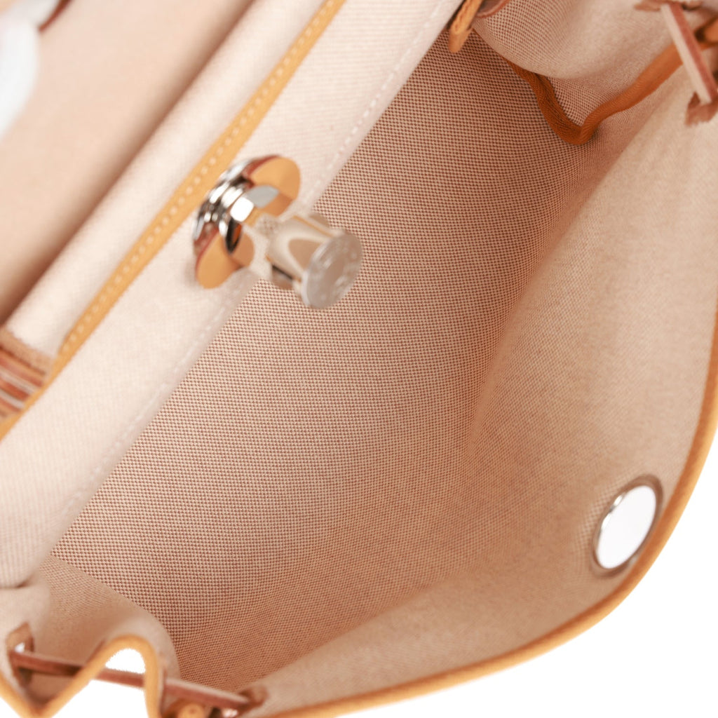 Hermes Herbag Zip PM 31 Brides de Gala Toile H Berline Natural Sable Palladium Hardware