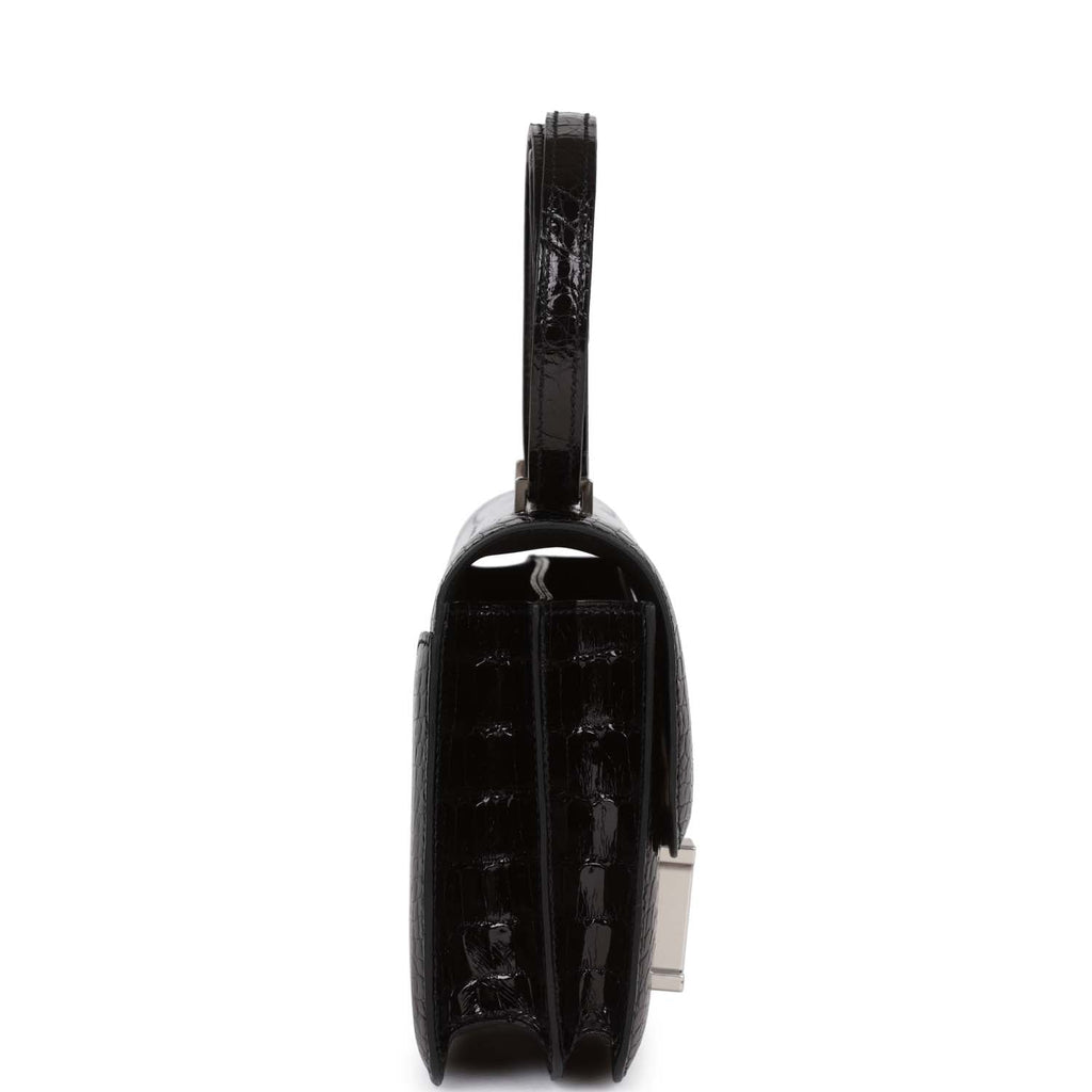 Hermes Constance 18 Black Shiny Alligator Palladium Tiger's Eye Hardware