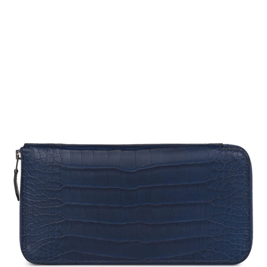 Hermes Azap Classic Wallet Bleu Saphir Matte Alligator Palladium Hardware