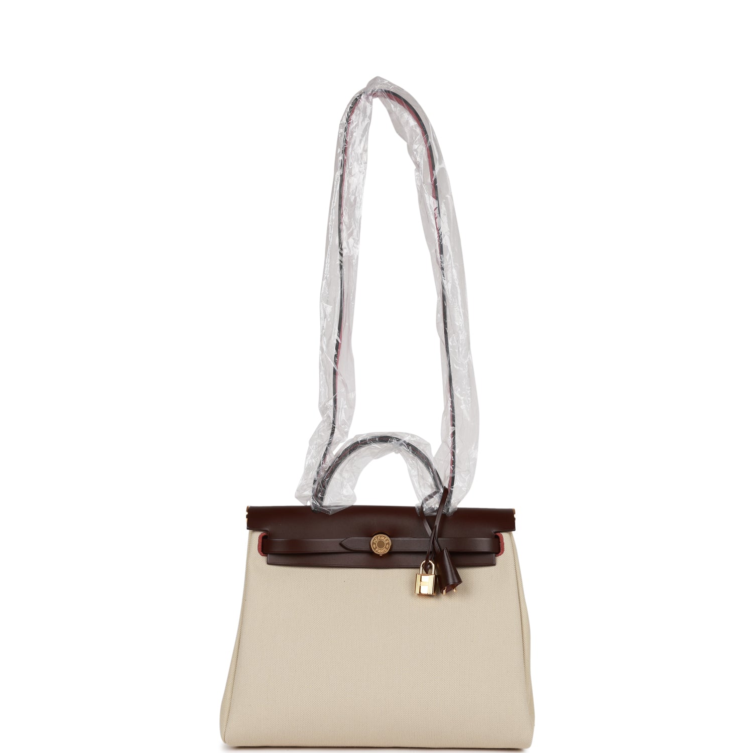 Hermes Herbag Zip PM 31 Beton Toile H Berline Rouge Sellier Hunter Gold Hardware