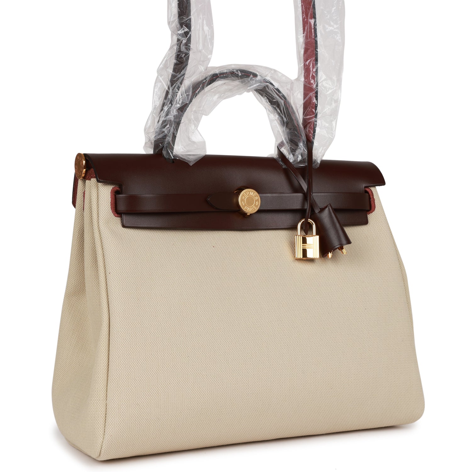 Hermes Herbag Zip PM 31 Beton Toile H Berline Rouge Sellier Hunter Gold Hardware