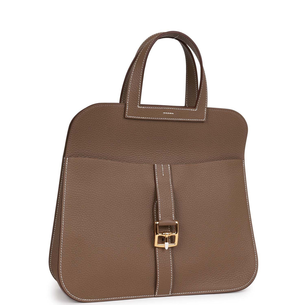 Hermes Halzan 31 Etoupe Clemence Gold Hardware