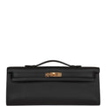 Hermes Kelly Cut Black Swift Gold Hardware