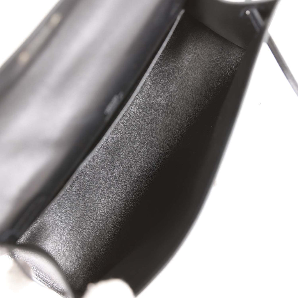 Hermes Kelly Pochette Black Lizard Ruthenium Hardware