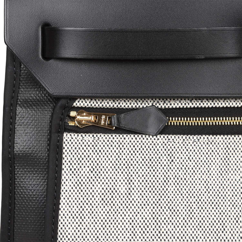 Hermes Herbag Zip PM 31 Black and Ecru Toile H Berline Vache Hunter Gold Hardware