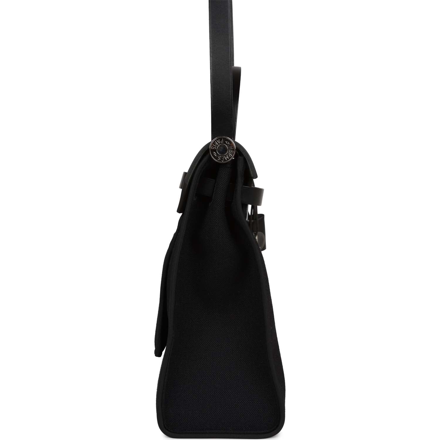 Pre-owned Hermes Herbag Zip PM 31 Black Toile H Berline Hunter Palladium Hardware