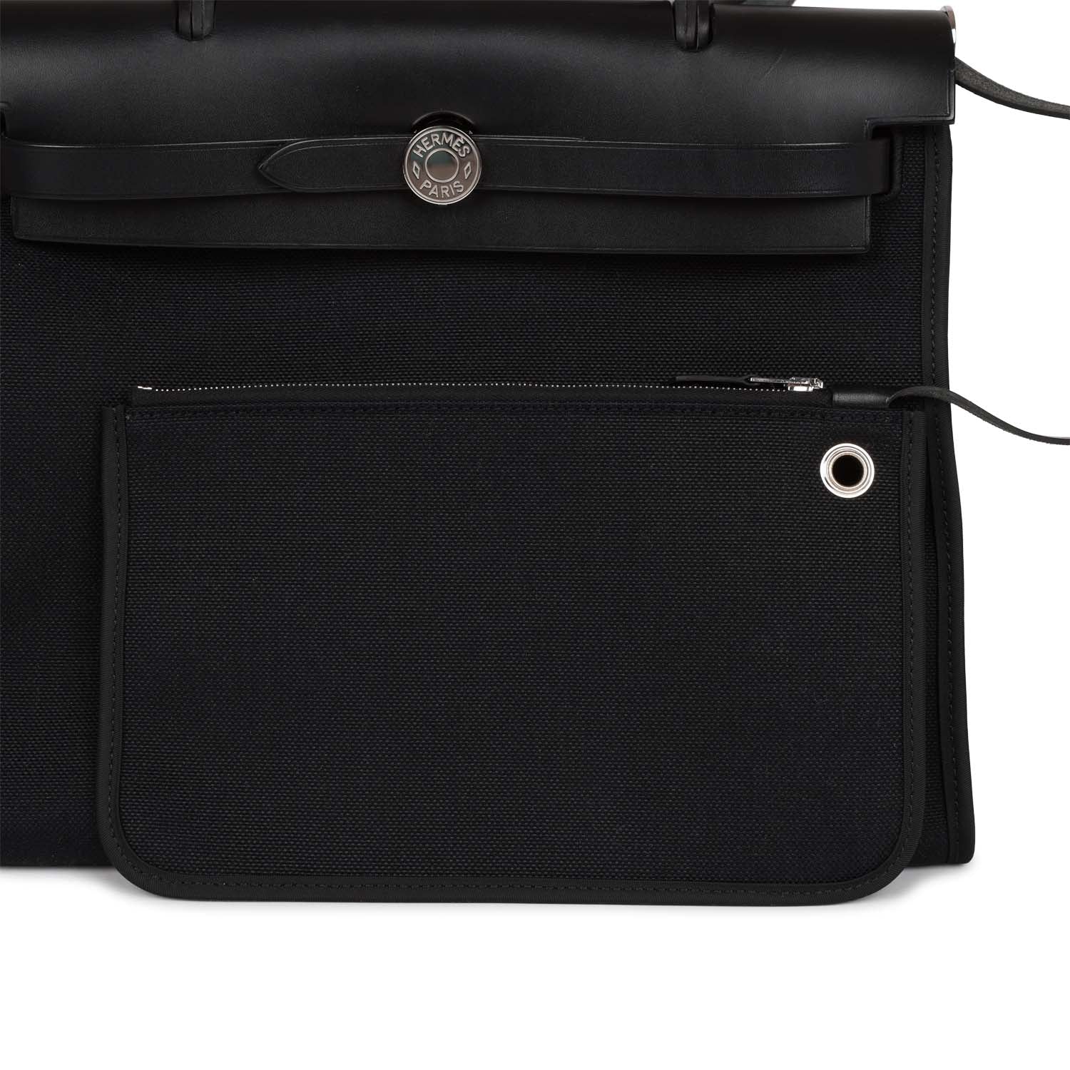 Pre-owned Hermes Herbag Zip PM 31 Black Toile H Berline Hunter Palladium Hardware