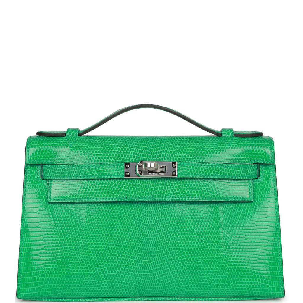 Hermes Mini Kelly Pochette Menthe Varanus Niloticus Lizard Palladium Hardware