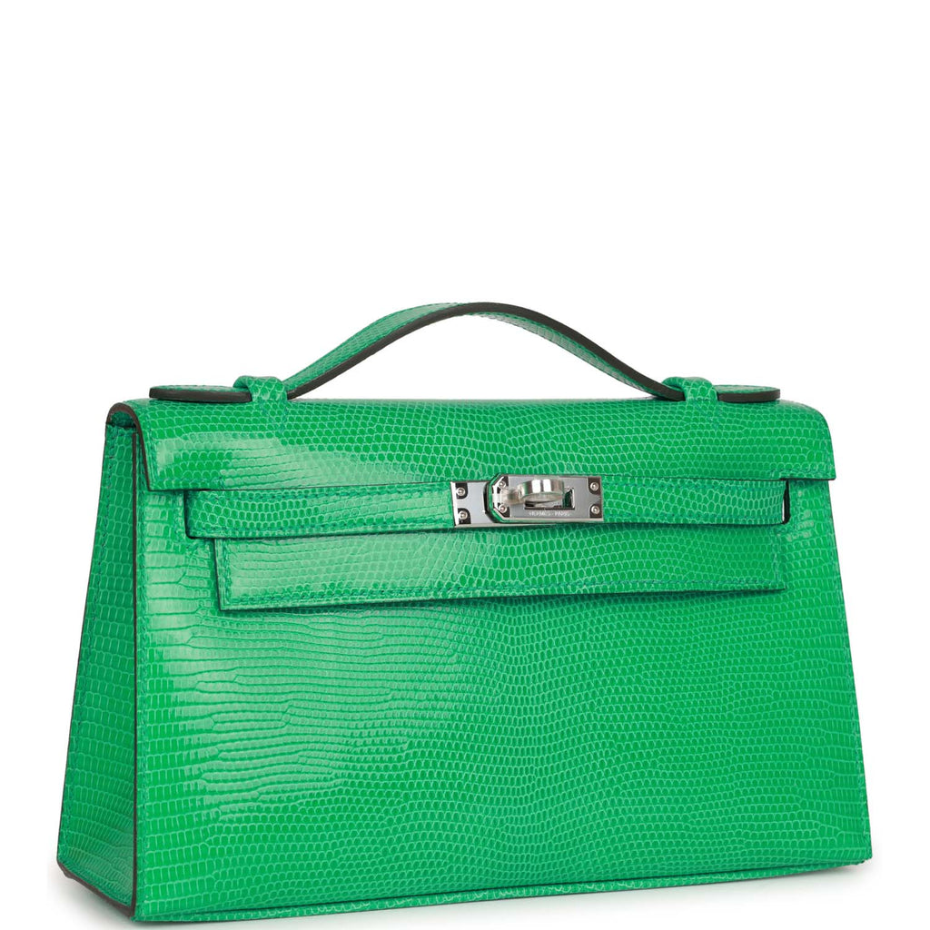 Hermes Mini Kelly Pochette Menthe Varanus Niloticus Lizard Palladium Hardware