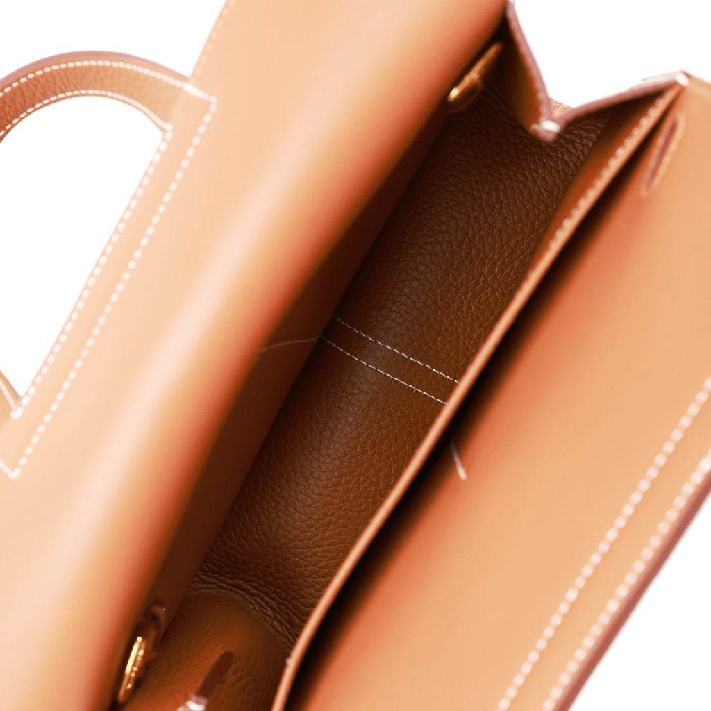 Hermes Halzan 25  Gold Clemence Gold Hardware