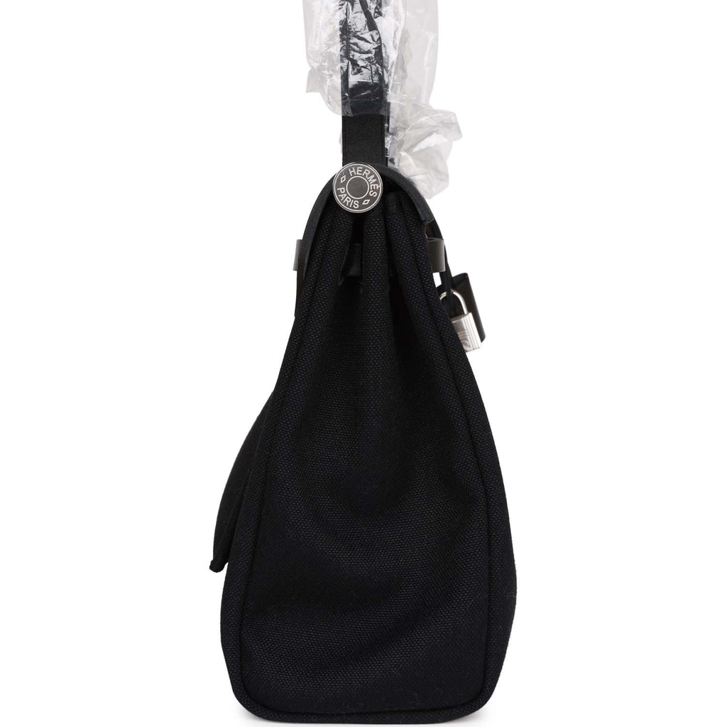 Hermes Herbag Zip PM 31 Black Toile H Berline Hunter Palladium Hardware